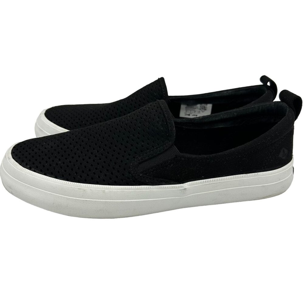 Sperry Top-Sider Memory Form Black Perforated  Slip-On Loafer Comfort Size 6.5